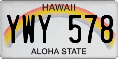 HI license plate YWY578
