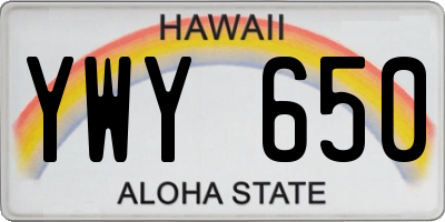 HI license plate YWY650