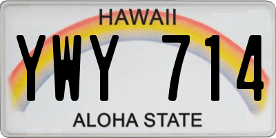 HI license plate YWY714