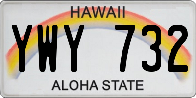HI license plate YWY732