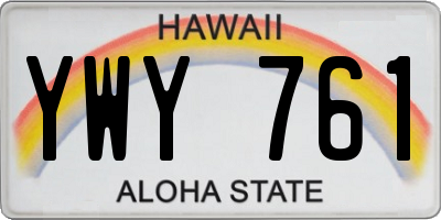 HI license plate YWY761