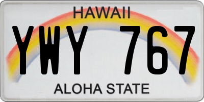 HI license plate YWY767