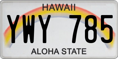 HI license plate YWY785