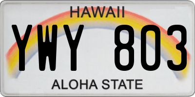 HI license plate YWY803
