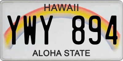 HI license plate YWY894