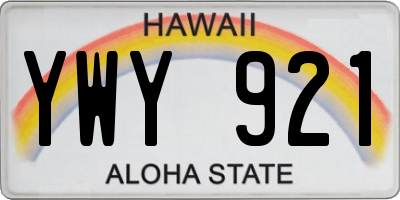 HI license plate YWY921