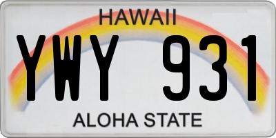 HI license plate YWY931