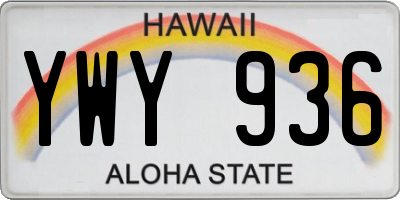 HI license plate YWY936