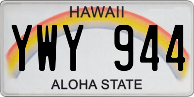 HI license plate YWY944