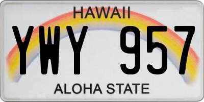 HI license plate YWY957