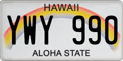 HI license plate YWY990