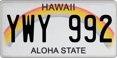 HI license plate YWY992