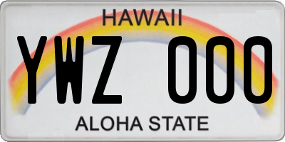 HI license plate YWZ000