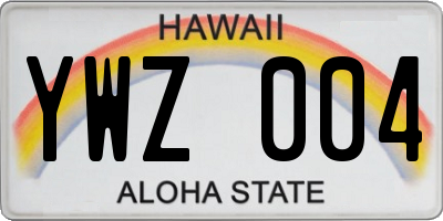 HI license plate YWZ004