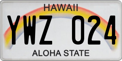 HI license plate YWZ024