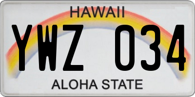 HI license plate YWZ034