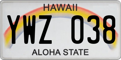 HI license plate YWZ038