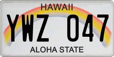 HI license plate YWZ047