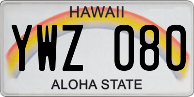 HI license plate YWZ080