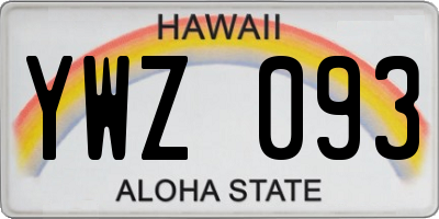 HI license plate YWZ093