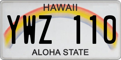 HI license plate YWZ110