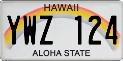 HI license plate YWZ124