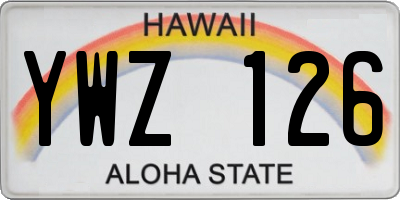 HI license plate YWZ126