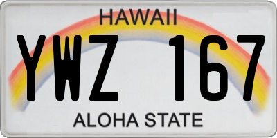 HI license plate YWZ167