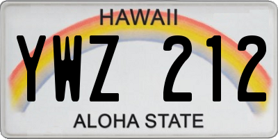 HI license plate YWZ212