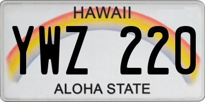 HI license plate YWZ220