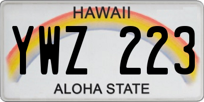 HI license plate YWZ223