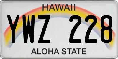 HI license plate YWZ228