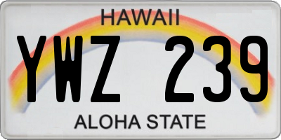 HI license plate YWZ239