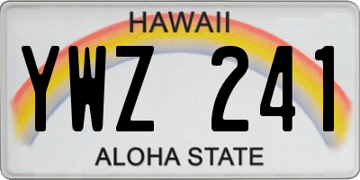 HI license plate YWZ241