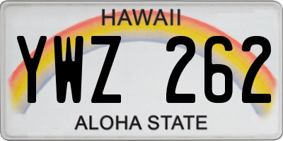 HI license plate YWZ262