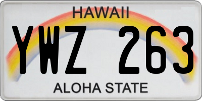 HI license plate YWZ263