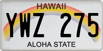 HI license plate YWZ275