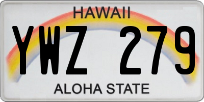 HI license plate YWZ279