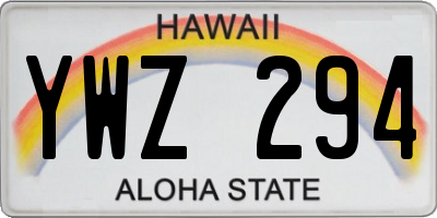 HI license plate YWZ294