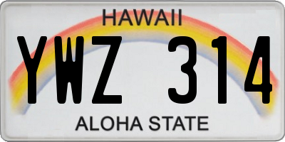 HI license plate YWZ314