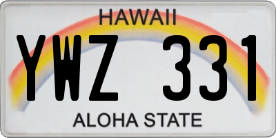 HI license plate YWZ331