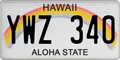 HI license plate YWZ340