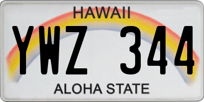 HI license plate YWZ344