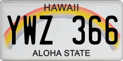 HI license plate YWZ366