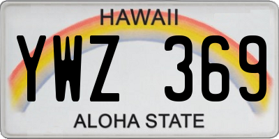 HI license plate YWZ369