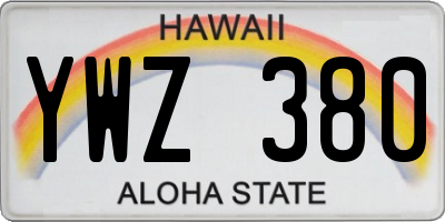 HI license plate YWZ380
