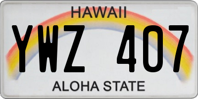 HI license plate YWZ407