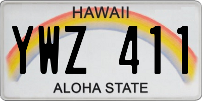 HI license plate YWZ411
