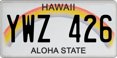 HI license plate YWZ426