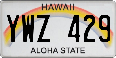 HI license plate YWZ429